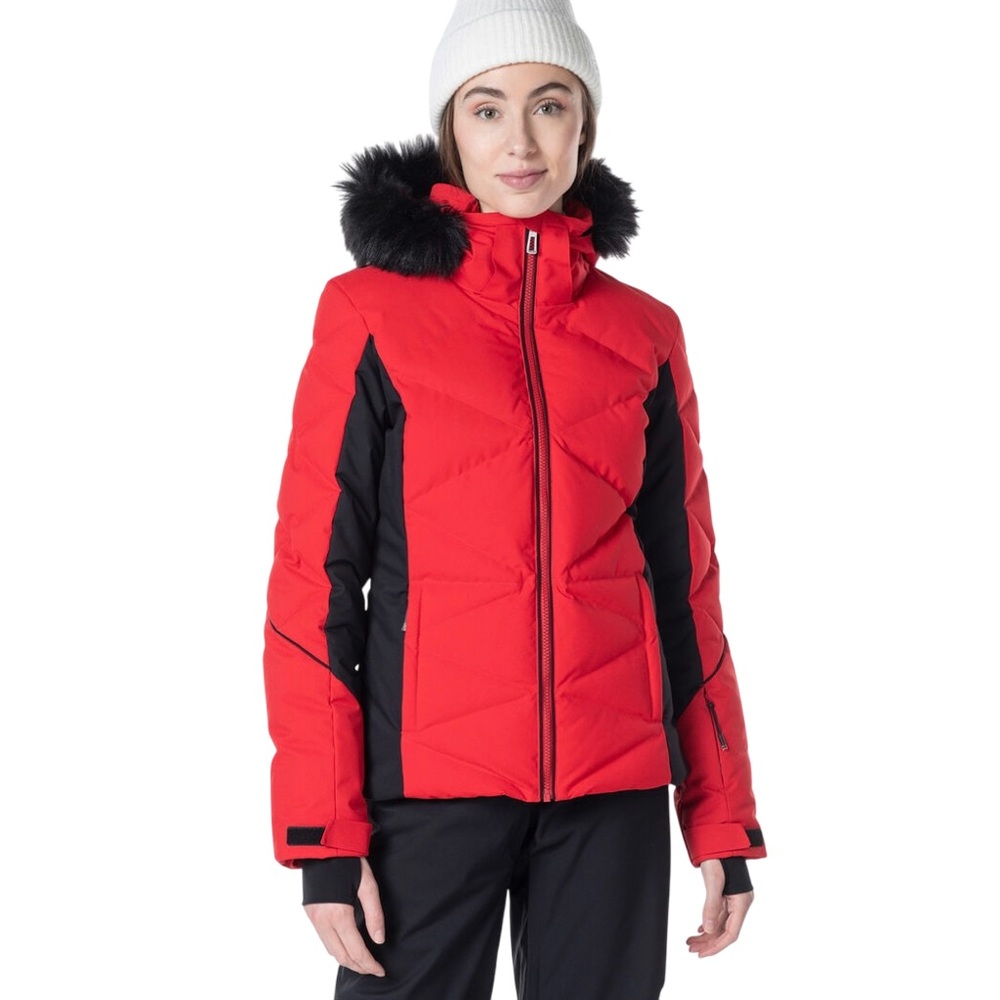 Rossignol Staci Ski Jacket Red Black Puffer Snow Sports Coat Ski Gear Women's S